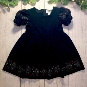 Ann Taylor Loft Girls Folk Embroidered Black Dress